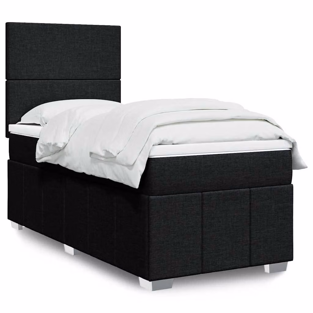 Letto Ibrido vidaXL con Materasso a Molle Insacchettate e Illuminazione Sotto il Letto, Nero e Bianco, L/P/H: 90 x 190 x 150,5 cm