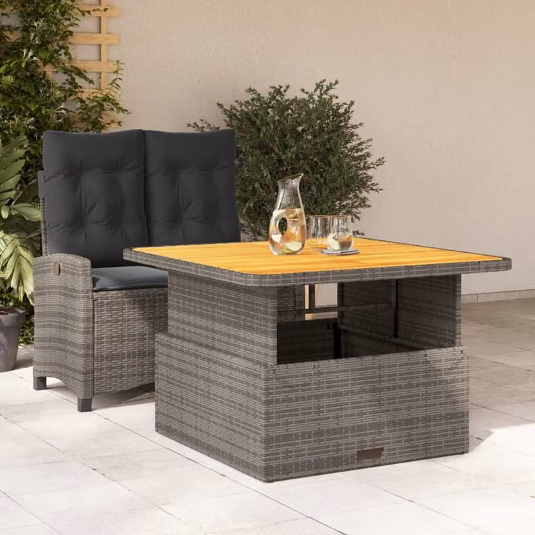 Maison Exclusive - Set da Pranzo da Giardino 2 pz con Cuscini in Polyrattan Grigio
