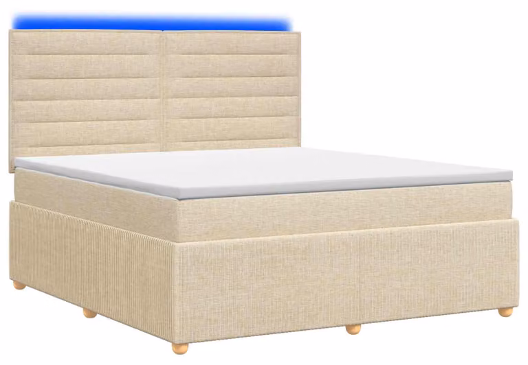Letto boxspring LED con materasso Crema 140 x 190 cm Tessuto