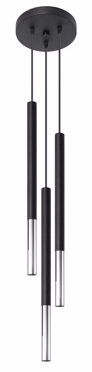 Lampada a sospensione MOZAICA 3P nero/cromo 3xG9 8W acciaio 90x20x20cm Sollux Lighting