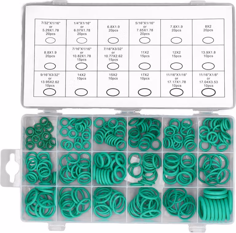 270Pcs verde O Ring Kit gomma resistente all'usura O Anelli di tenuta Assortimento per Automobile
