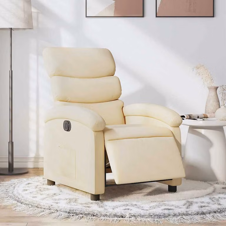 vidaXL Poltrona Elettrica Reclinabile in Tessuto Beige con Braccioli e Funzione Auto-Return