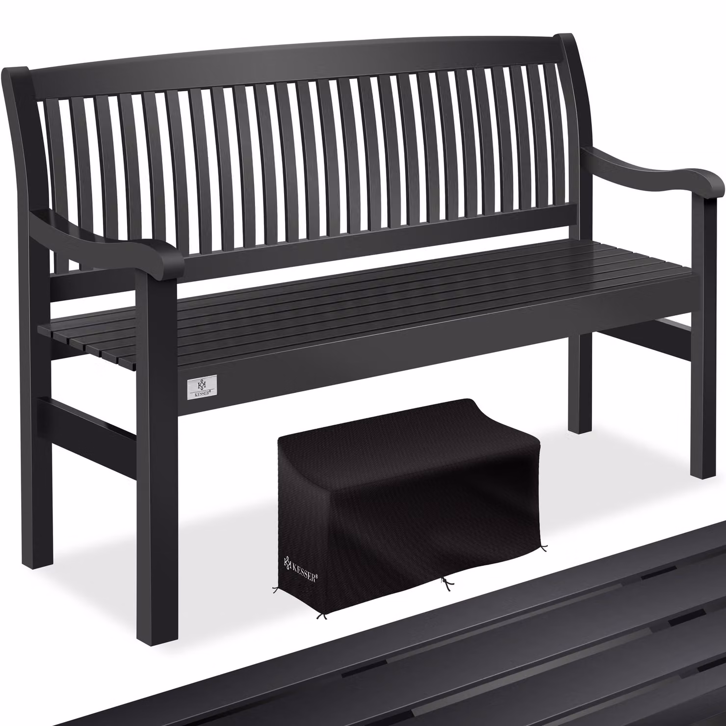 Panca da giardino KESSER® in legno, panca per parco resistente alle intemperie, adatta per 3-4 persone, con capacità di carico di 320 kg, inclusa copertura