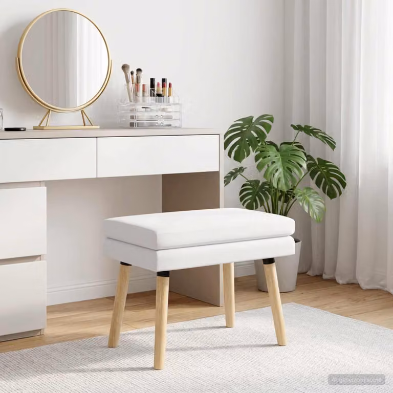 Panchina moderna vidaXL in legno e tessuto bianco L: 60 cm, P: 40 cm, H: 46 cm