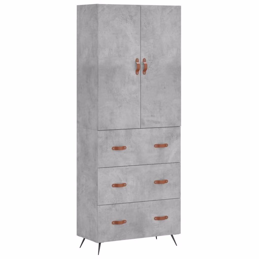 Credenza Grigio Cemento 69,5x34x180 cm in Legno Multistrato