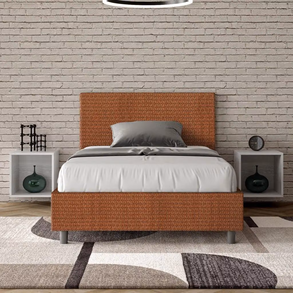 Letto 1 Piazza e Mezzo GIORDANOSHOP con Rete Adele Labirinto 04 Arancione L/P/H: 120 x 200 cm – 2