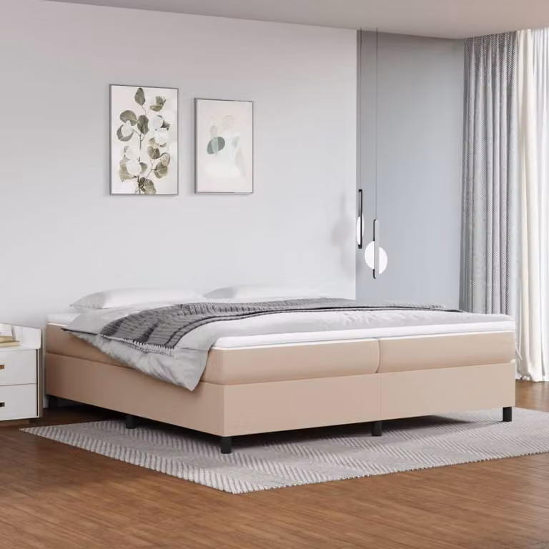The Living Store Letto a molle Cappuccino-marrone 200x200 cm in Pelle finta