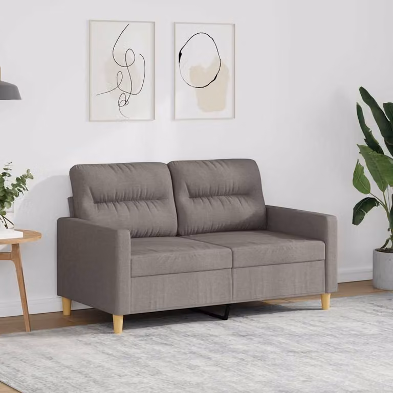 Divano a 2 posti moderno vidaXL in tessuto beige e grigio con struttura in metallo per il tuo soggiorno L 138 x P 80 x H 77 cm