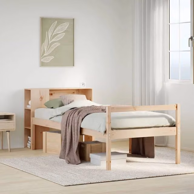 Giroletto con Libreria vidaXL in Legno di Pino Naturale con Ripiani Laterali L/P/H: 190 x 75 x 82 cm