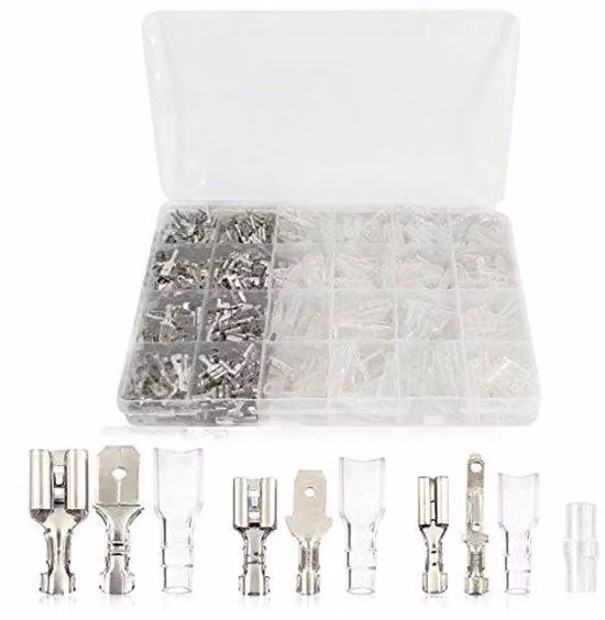 Set di connettori - 600 pezzi maschio e femmina con manicotto isolante - 2,8 mm, 4,8 mm, 6,3 mm