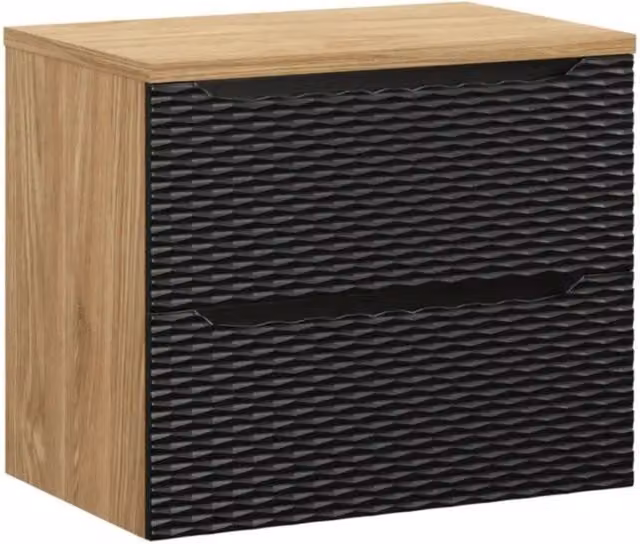 Set da bagno YOKA nero: mobile sottolavabo con cassetti 70 cm + piano lavabo