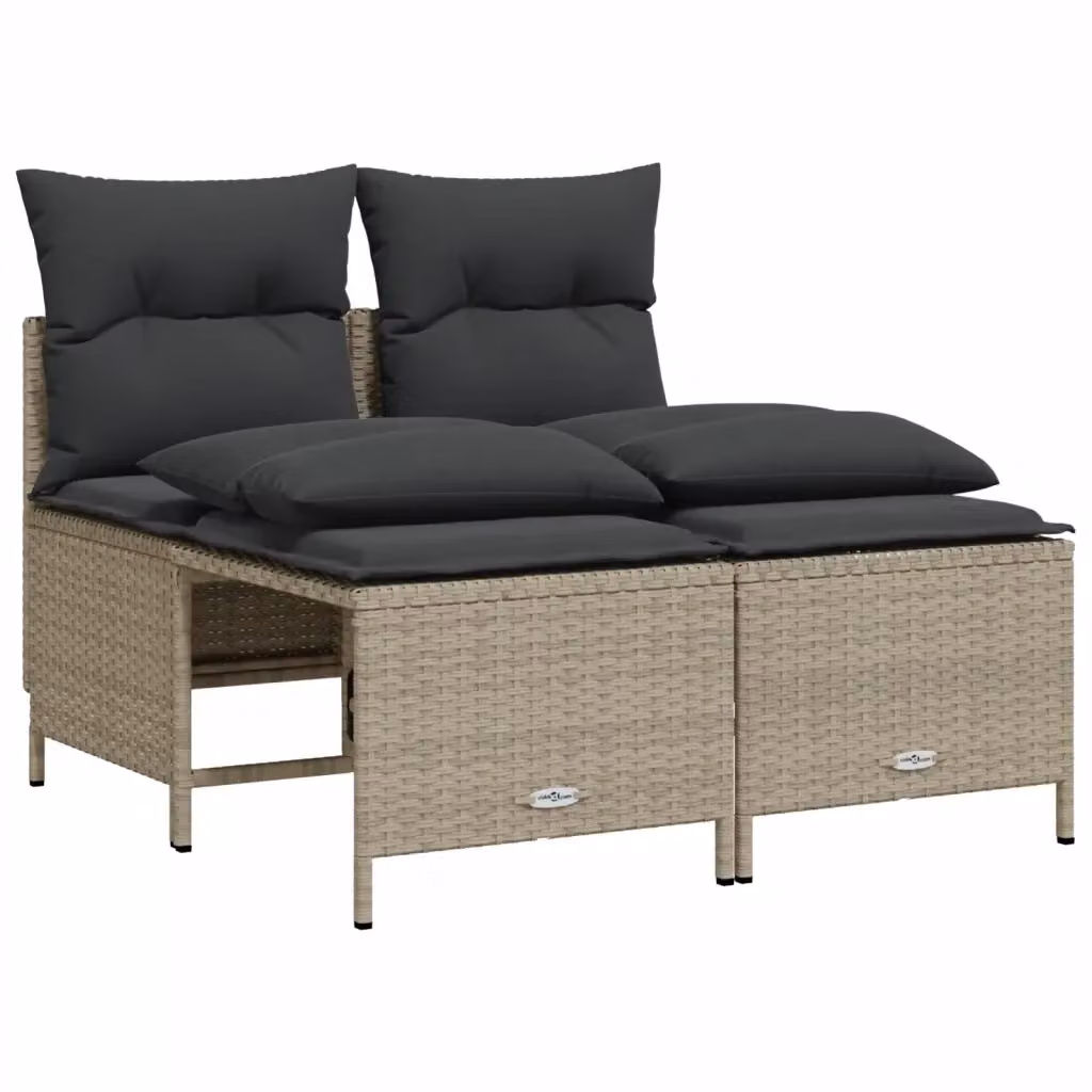 Set Divano da Giardino a L vidaXL in Polyrattan Grigio con Cuscini e Ottoman – 2