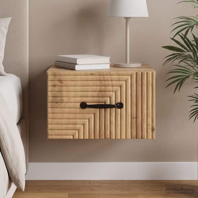 vidaXL Mobiletto da notte sospeso in stile moderno colore marrone L: 34,5 cm, P: 33 cm, H: 20 cm