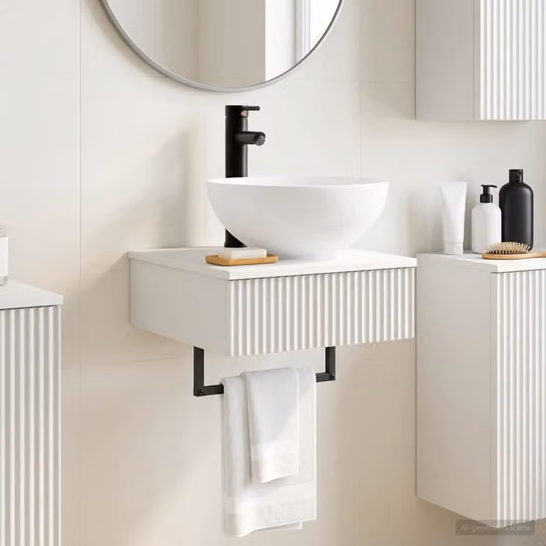 Lavabo da parete vidaXL Bianco in MDF per bagno L: 40 cm, P: 41 cm, H: 40,5 cm
