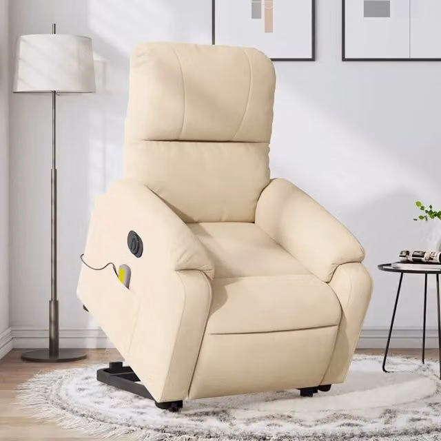 Poltrona Alzapersona Reclinabile con Assistenza Elettrica vidaXL in Microfibra Beige