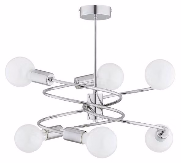 Lampada a sospensione DISCO cromata 6xE27x15W in metallo, dimensioni: 53x46x46 cm, IP20, Alfa