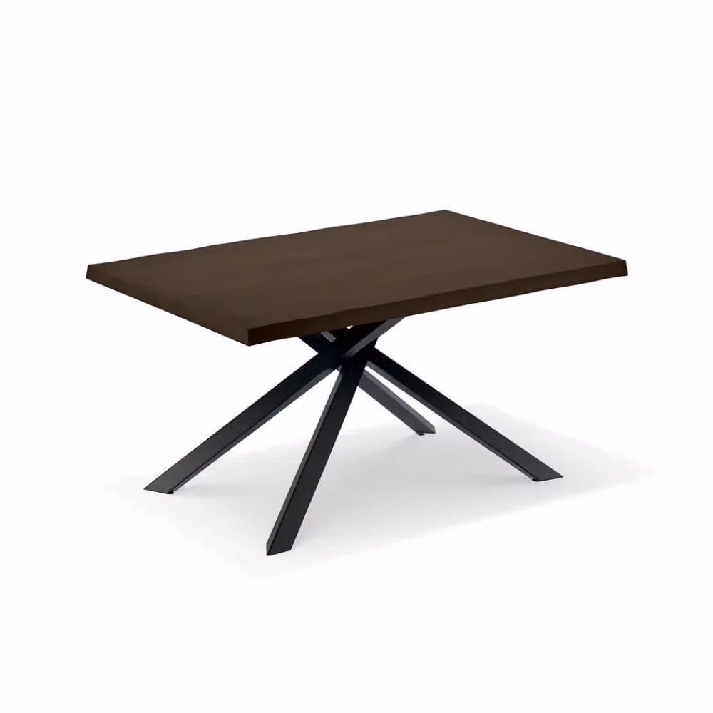 Tavolo da pranzo fisso Blake Duzzle in legno impiallacciato rovere termocotto, L: 200 cm, P: 100 cm, colore marrone e nero – 2