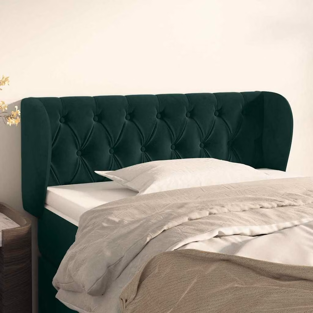 Testiera ad orecchio vidaXL in velluto verde scuro L: 93 cm, P: 23 cm, H: 78-88 cm