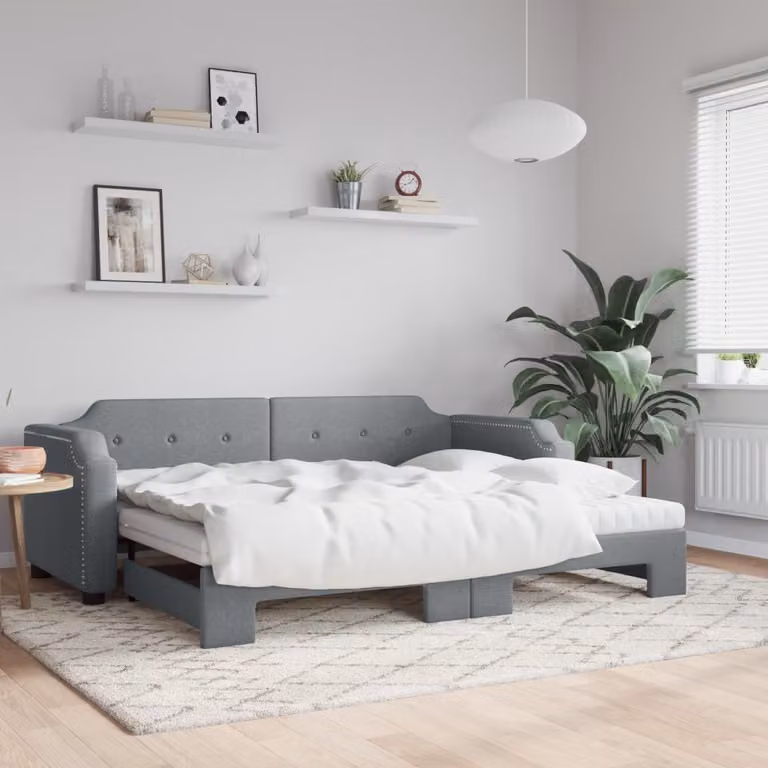 Maison Exclusive - Divano letto estraibile con materasso grigio chiaro 90x190 cm in tessuto