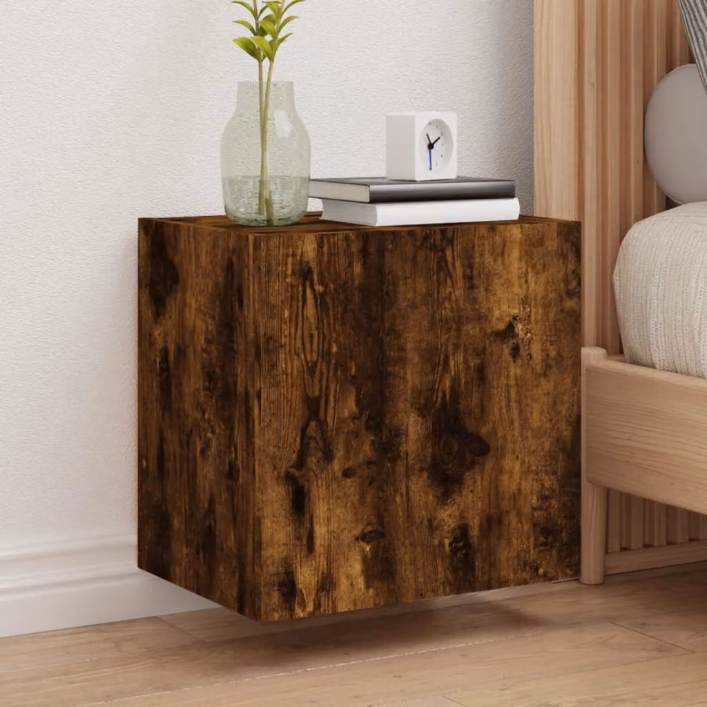 Set di 2 mobili TV da parete vidaXL in legno Rovere Fumo, design moderno, L 40,5 cm x P 30 cm x H 40 cm