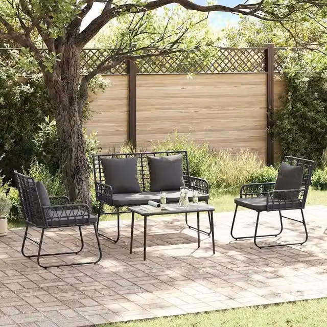 Set di Mobili da Giardino 4 pz Nero e antracite polyrattan 3379040