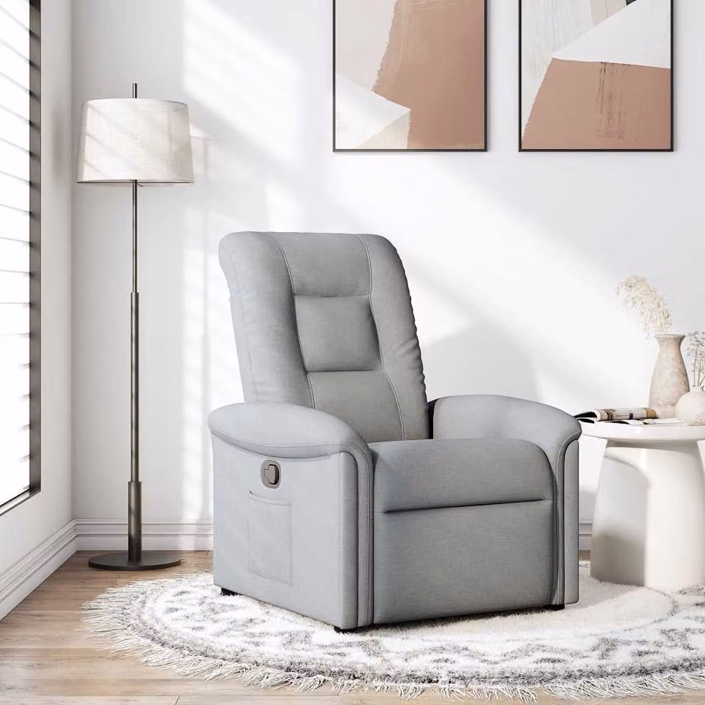 vidaXL Poltrona Reclinabile Relax in Tessuto Grigio con Braccioli e Reclinazione Manuale