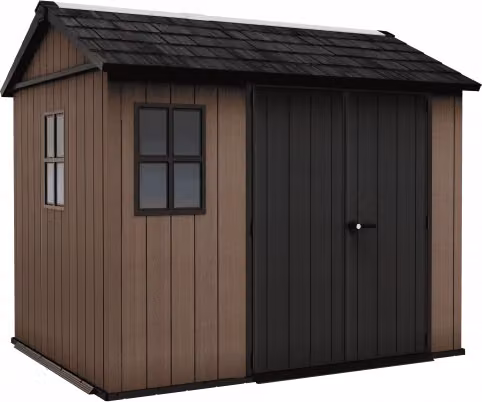 Casetta da giardino in resina EVOTECH+ 287x230 cm - con pavimento e doppia porta - carico neve 150 kg/m² – Newton Plus 759/975 - Marrone - Keter