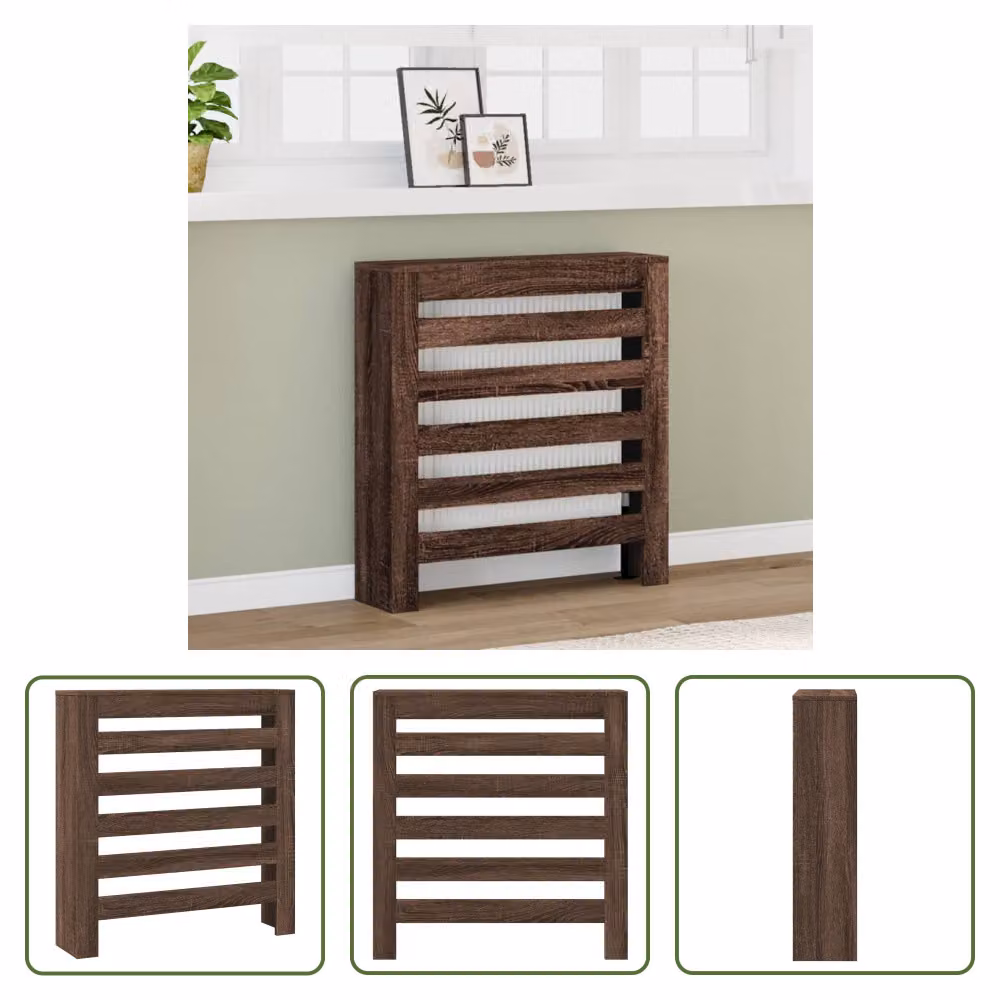 The Living Store Rivestimento per radiatori effetto rovere 78x20x82 cm materiale a base di legno