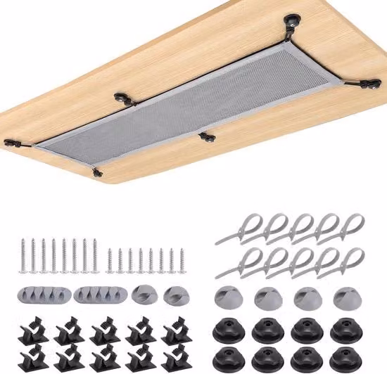 Cassetto per la gestione dei cavi da ufficio in metallo grigio L 95 cm x P 24 cm