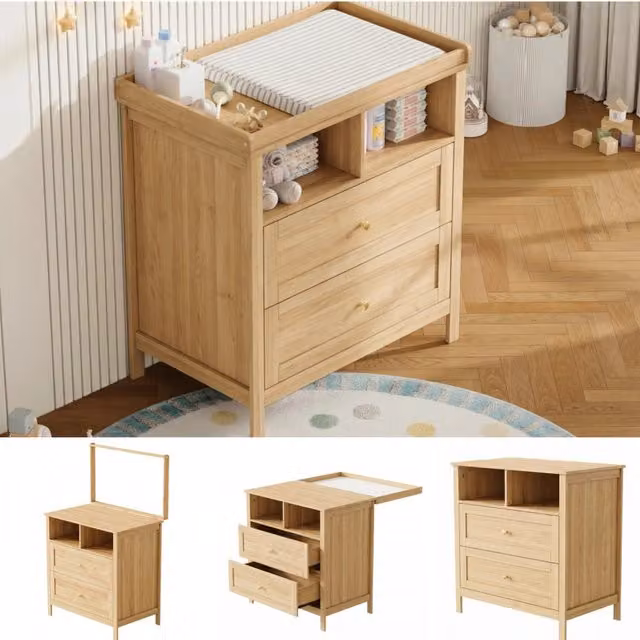 Cassettiera Fasciatoio per Bambini ¨C Minimal ¨C Bianco Effetto Legno 82x50x90cm