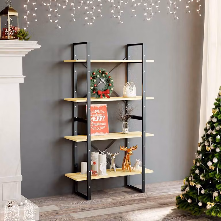 Libreria Industrial vidaXL in Legno di Pino e Metallo, Marrone, L 80 cm x P 30 cm x H 140 cm