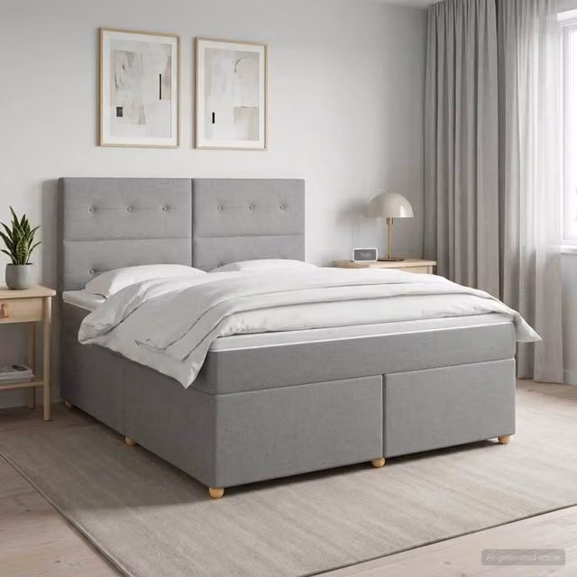 Letto box spring con materasso ibrido vidaXL Grigio e Bianco L/P: 140 x 190 cm – 1