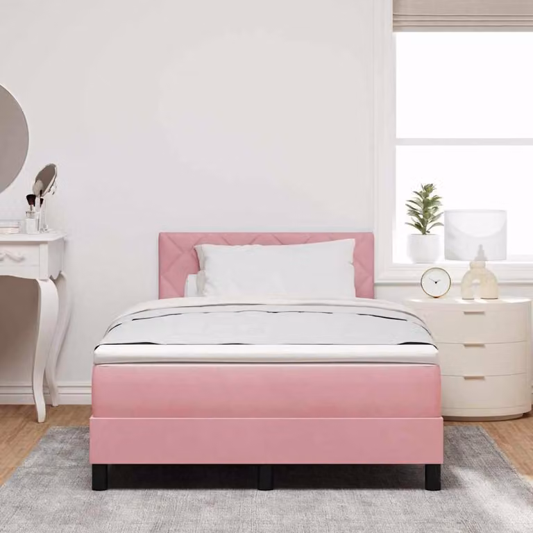 Maison Exclusive - Letto boxspring a LED con testiera rosa 120 x 190 cm in velluto