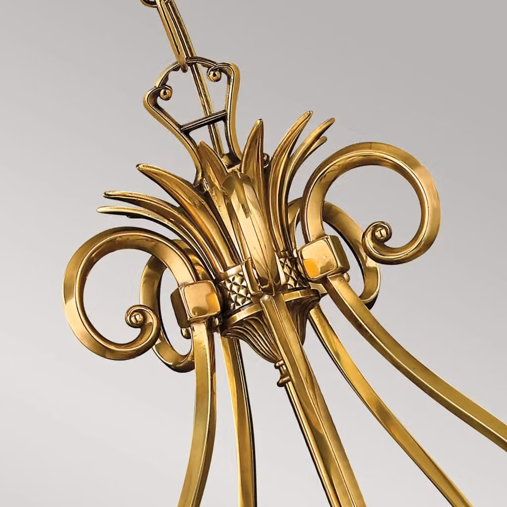 Lampadario a soffitto Hinkley in ottone e vetro trasparente con 5 luci E27 color bronzo e oro – 2