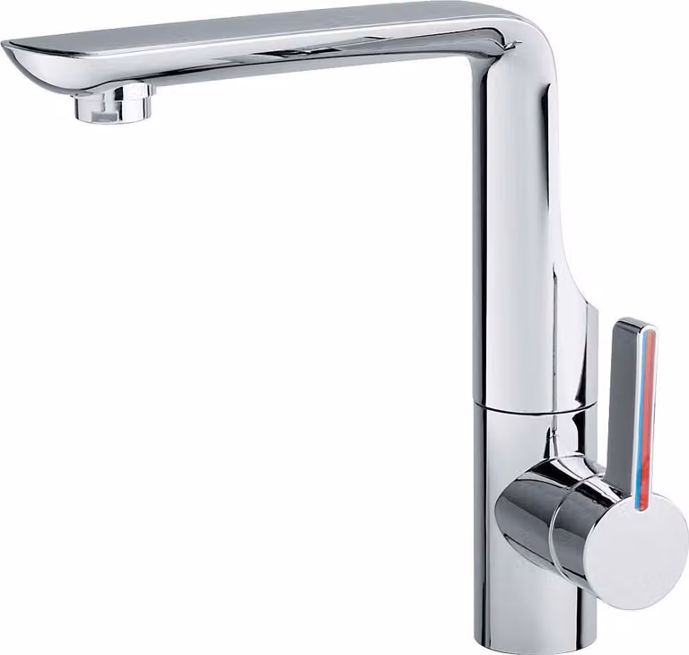 Miscelatore monocomando per cucina, cromo, Vetroceramica, con beccuccio ad arco alto, confezione singola