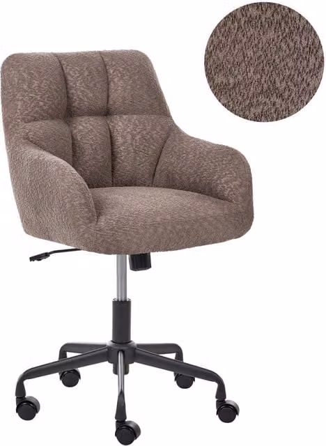 Sedia da ufficio girevole in tessuto bouclé marrone con struttura in metallo e plastica, ideale per home office e design moderno – 1
