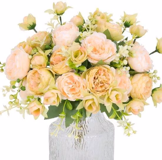 Pioniere dei fiori artificiali - Decorazione - Set da 4 - Bianco e verde - Seta