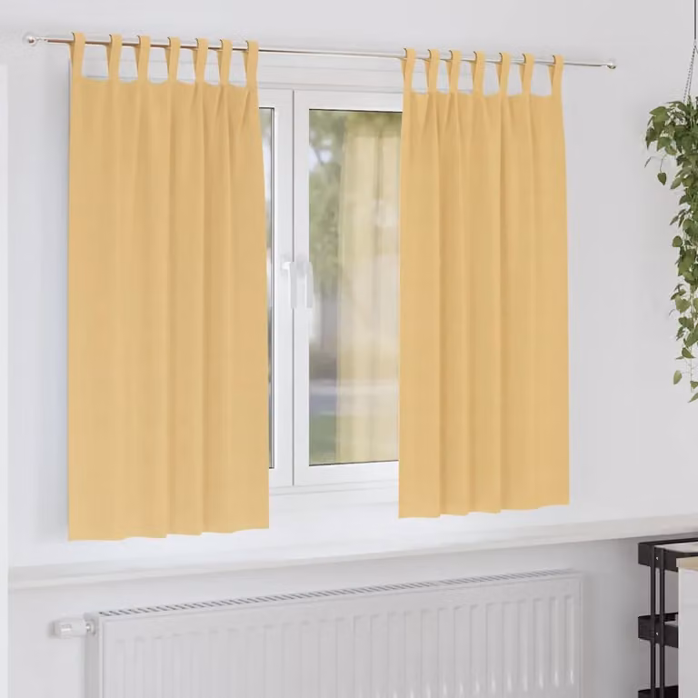 Set di 2 tende blackout vidaXL con anelli in poliestere, colore beige, L: 140 cm x H: 175 cm