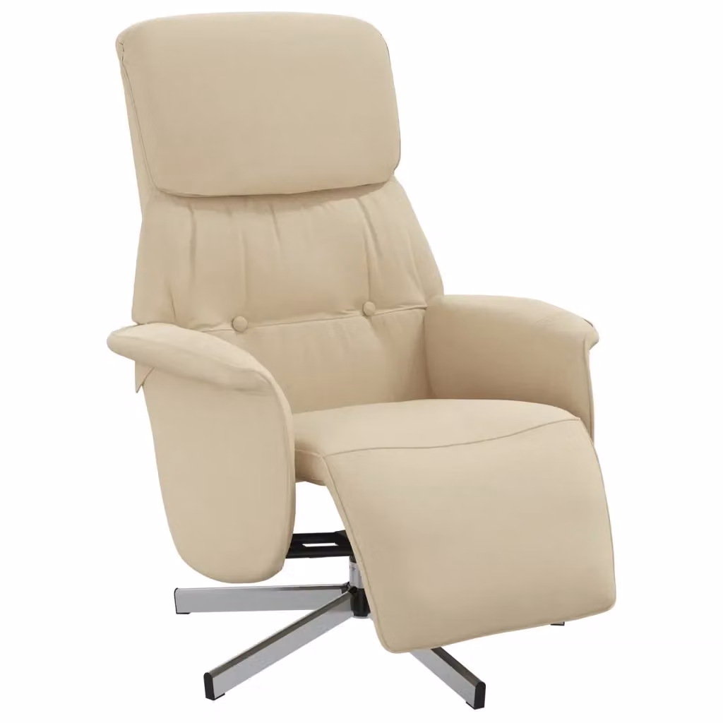 Poltrona Reclinabile con Poggiapiedi vidaXL in Tessuto Beige con Base Girevole 360 Gradi e Reclinazione Manuale – 2