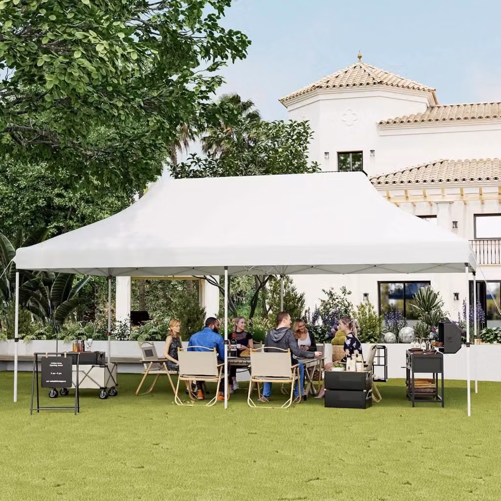 Gazebo Pieghevole da Giardino Pop-up COSTWAY Bianco con Borsa da Trasporto e Protezione UPF 50+ L/P: 6 x 3 m – 2