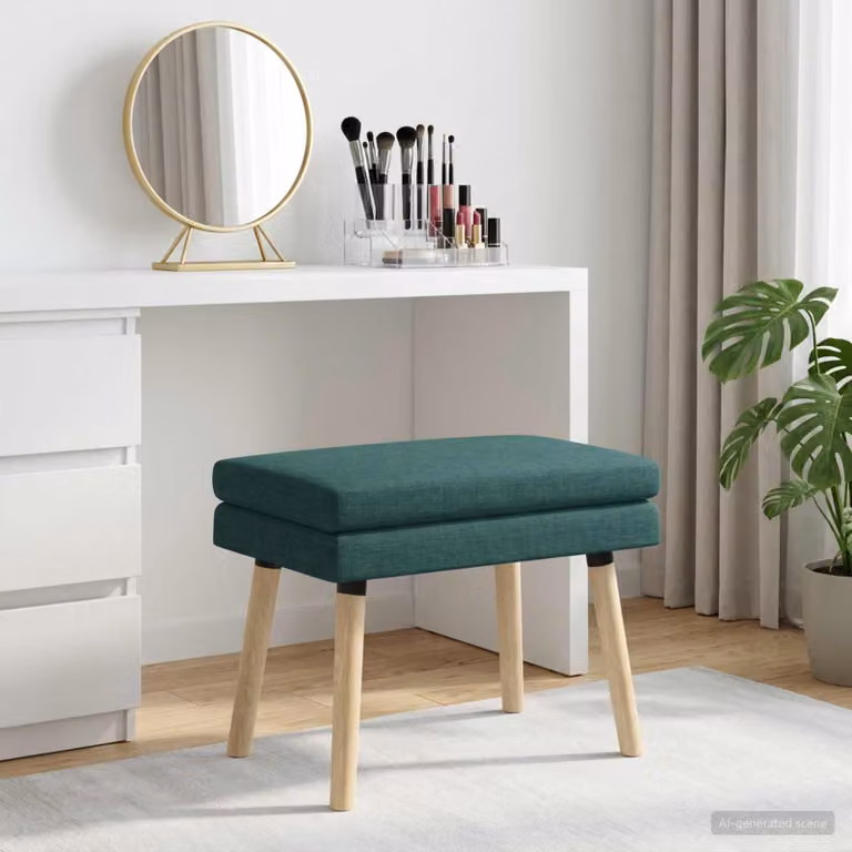 Panchina moderna vidaXL in legno di gomma e tessuto, Verde e Marrone, L: 60 cm, P: 40 cm, H: 46 cm