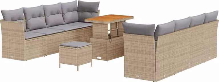 Set Divano da Giardino 11 pcs Beige polyrattan