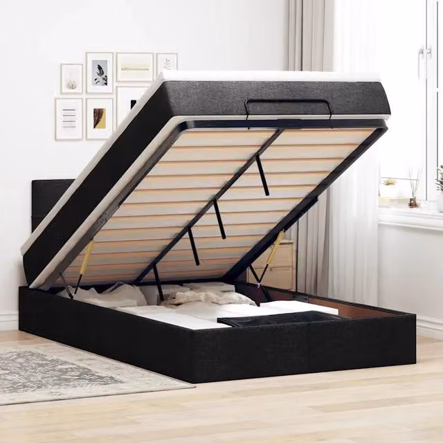 Pouf Letto con Materasso e LED vidaXL, Nero e Bianco, L/P/H: 120 x 200 x 88 cm – 1