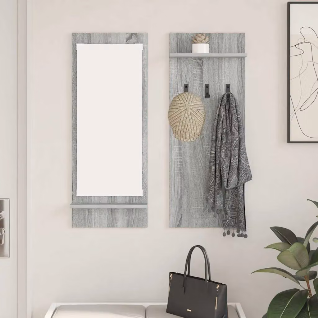 Appendiabiti a muro vidaXL Grigio Sonoma L: 70 cm, P: 10 cm, H: 90 cm