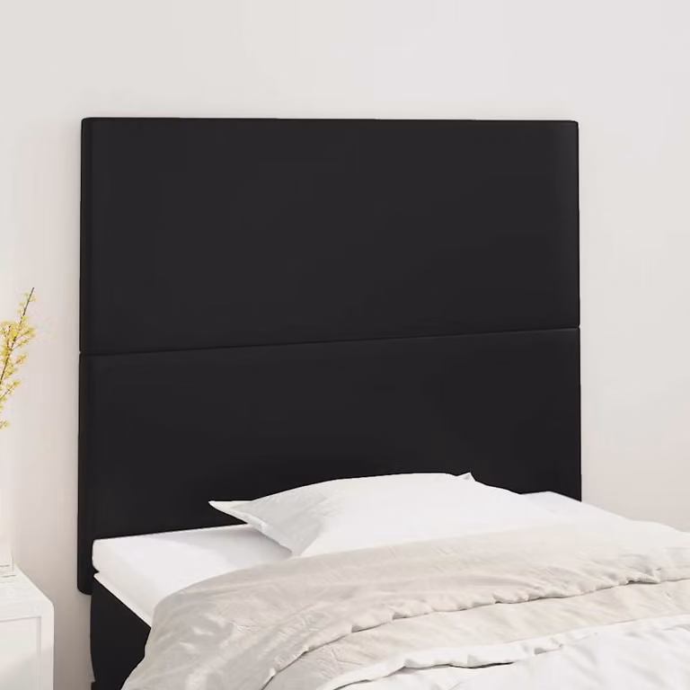 Testiera per letto vidaXL in similpelle nera con pannello imbottito, L: 100 cm, P: 5 cm, H: 118-128 cm