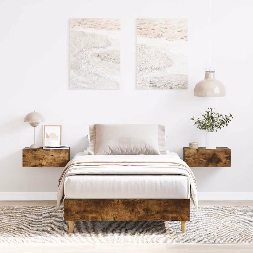 vidaXL Giroletto senza Materasso in Rovere Fumo, L: 78 cm, P: 193 cm, H: 25 cm