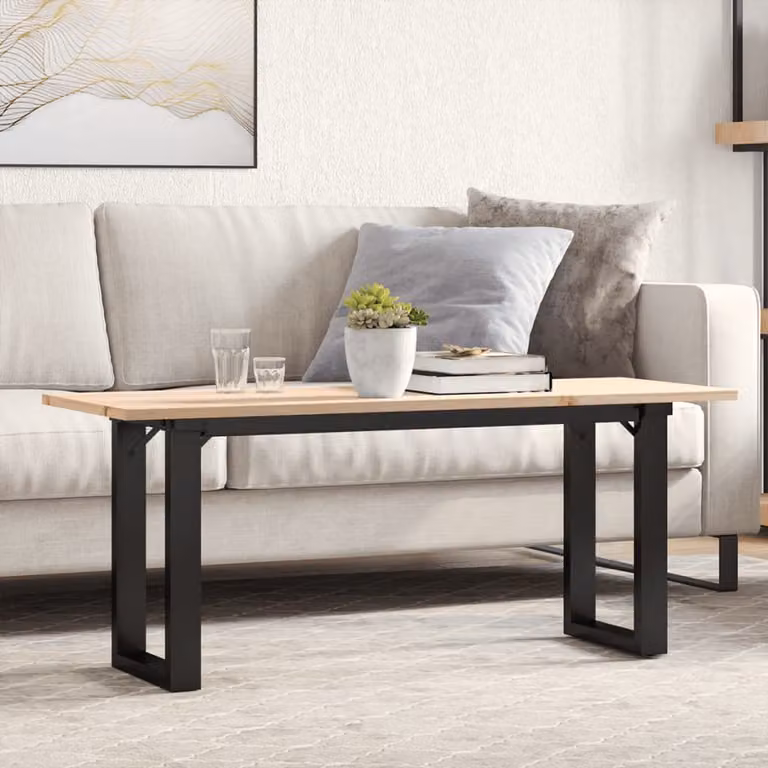 vidaXL Tavolino da Salotto in Legno di Pino e Acciaio, Colore Marrone, L 110 cm x P 40 cm x H 45 cm