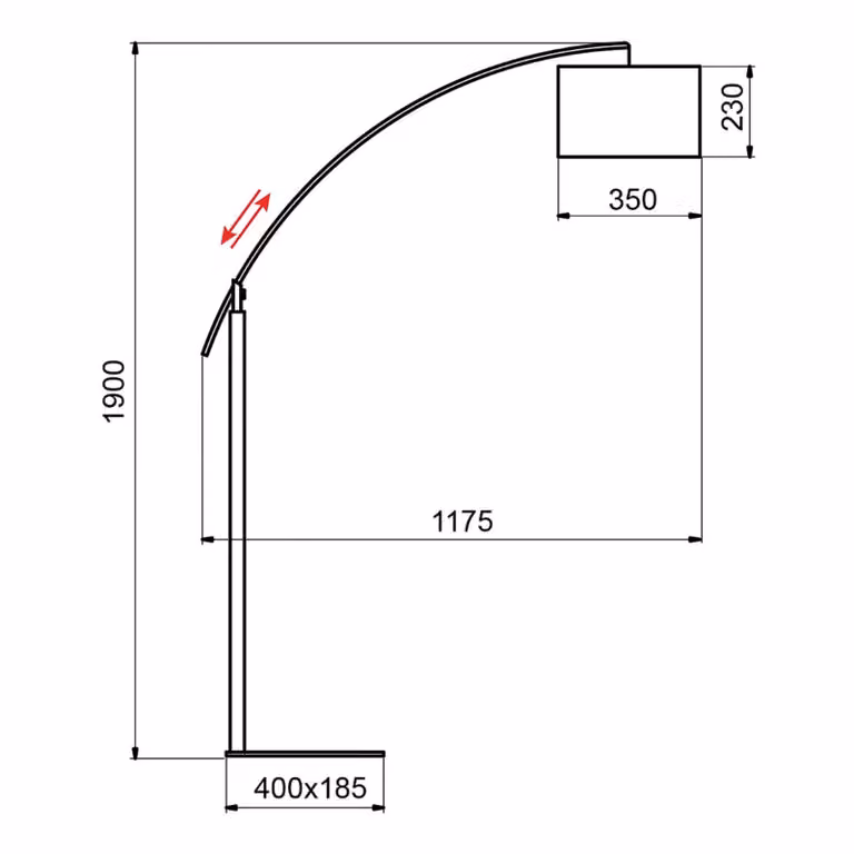 Aluminor Lampada ad arco Rainbow, Alluminio / Grigio / Zincato, Soggiorno / Sala da pranzo, Legno, Moderno, Lampada da terra