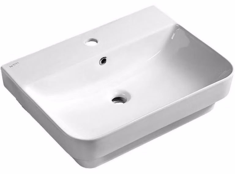 Sapho Isvea Sott Aqua - Lavabo 571x440 mm, con sfioratore, con foro per rubinetto, bianco 10SQ50057