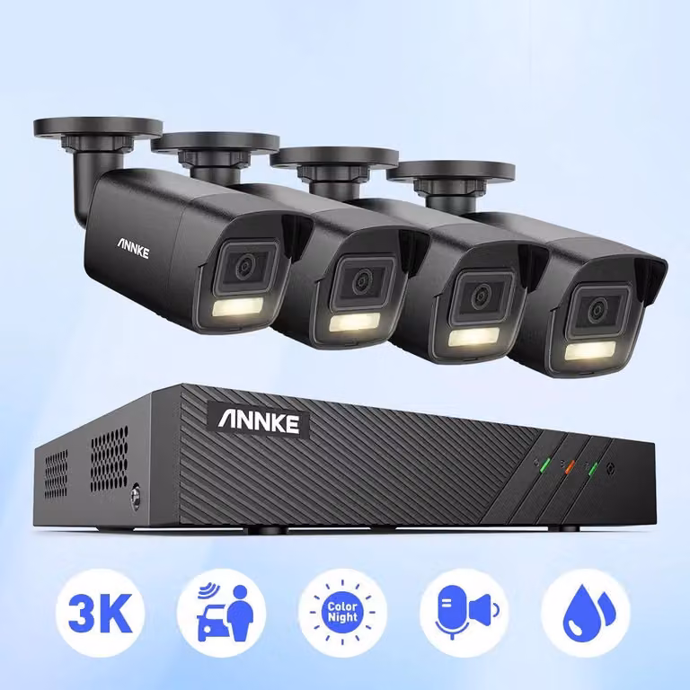 Kit di videosorveglianza 6MP PoE – 4 telecamere – Registratore NVR a 8 canali – 1TB di archiviazione – Illuminazione intelligente duale